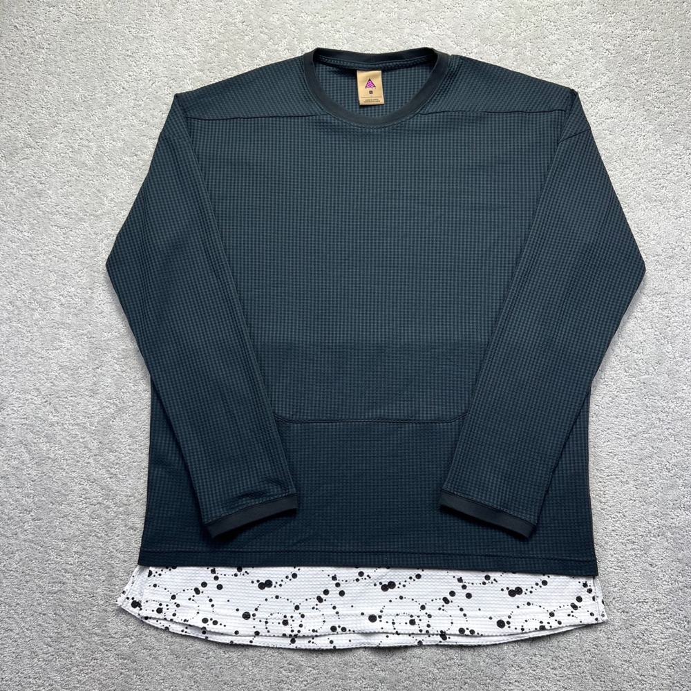 Nike ACG Long Sleeve Shirt Mens Large Black Waffle Knit Layered Nike Lab Layered